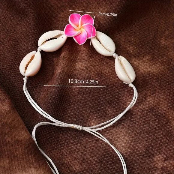 Shell Bracelet Anklet Orchid Hot Pink Minimalist Summer Beach Surfer Vacation - Picture 4 of 4